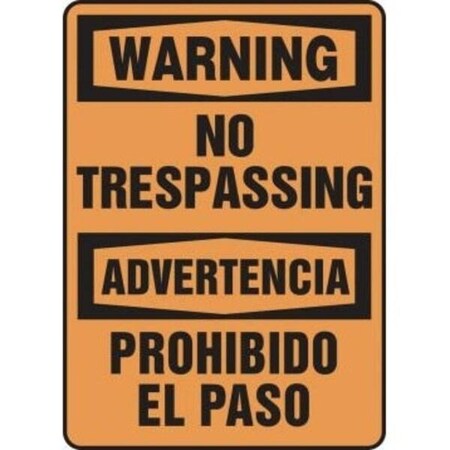 Accuform BILINGUAL OSHA WARNING Safety Sign NO SBMATR302XT